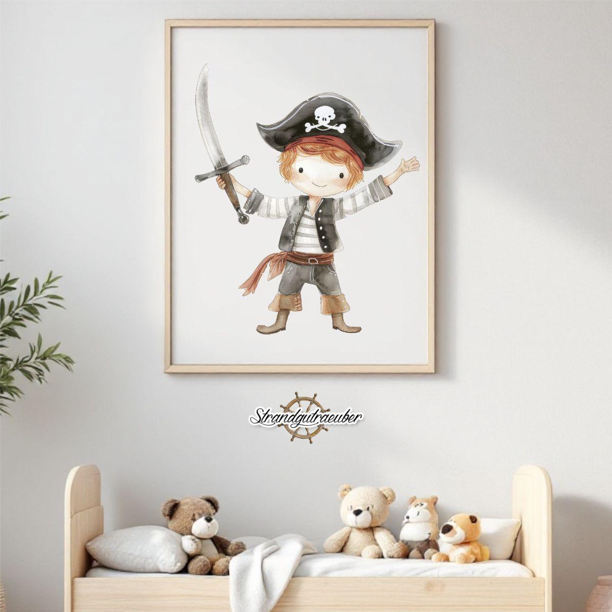 Buegelbild Piratenmädchen rote Haare Buegelbild Piratenmädchen rote Haare